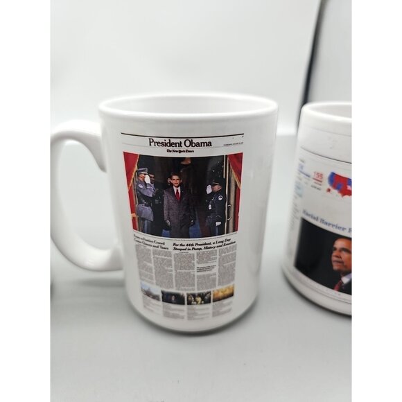 Mug President Barack Obama 44th President White 14 Oz Lot Of 4 Ny Times - Picture 4 of 11